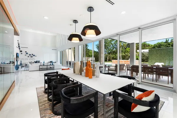 a outdoor space with lots of tables and chairs
