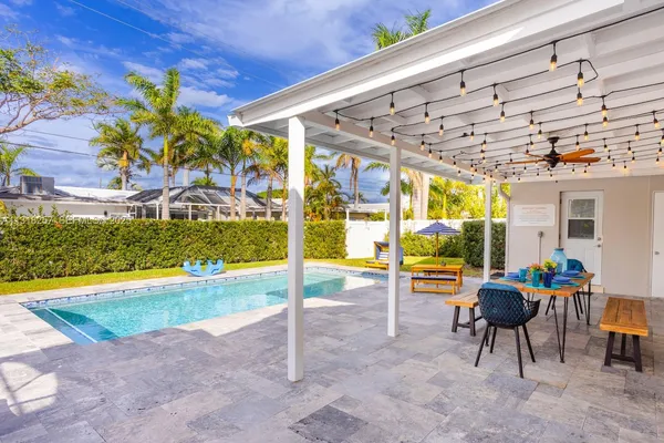 a view of a chairs in a patio