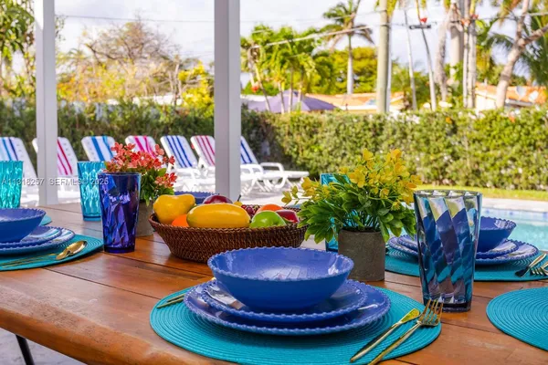 a outdoor view with a sitting space