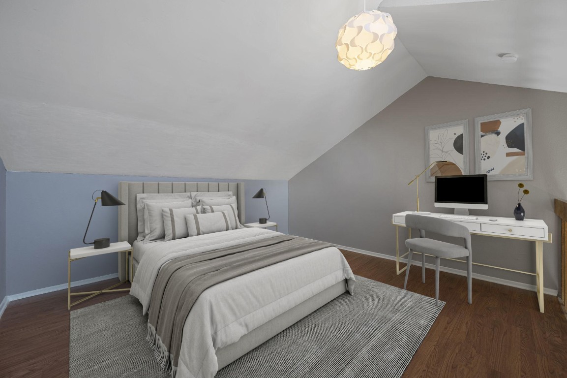 2210 Pearl Street, Unit 301 Austin, TX 78705 - Photo 16 of 35 a bedroom with a bed and a desk