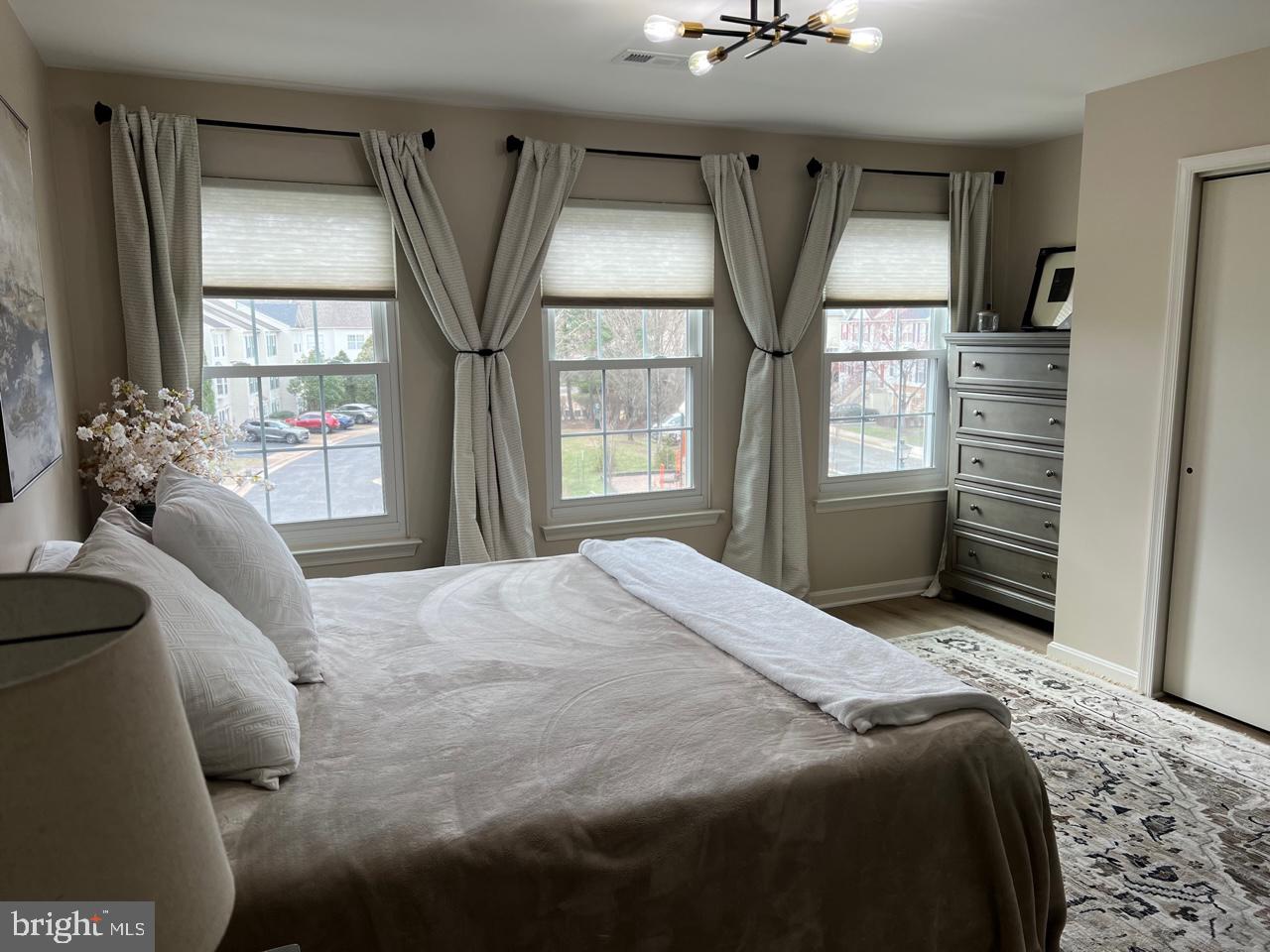 20202 Foothill Terrace Ashburn, VA 20147 - Photo 15 of 26 a bedroom with windows and chandelier