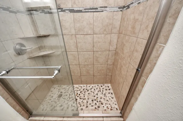 a bathroom with a shower