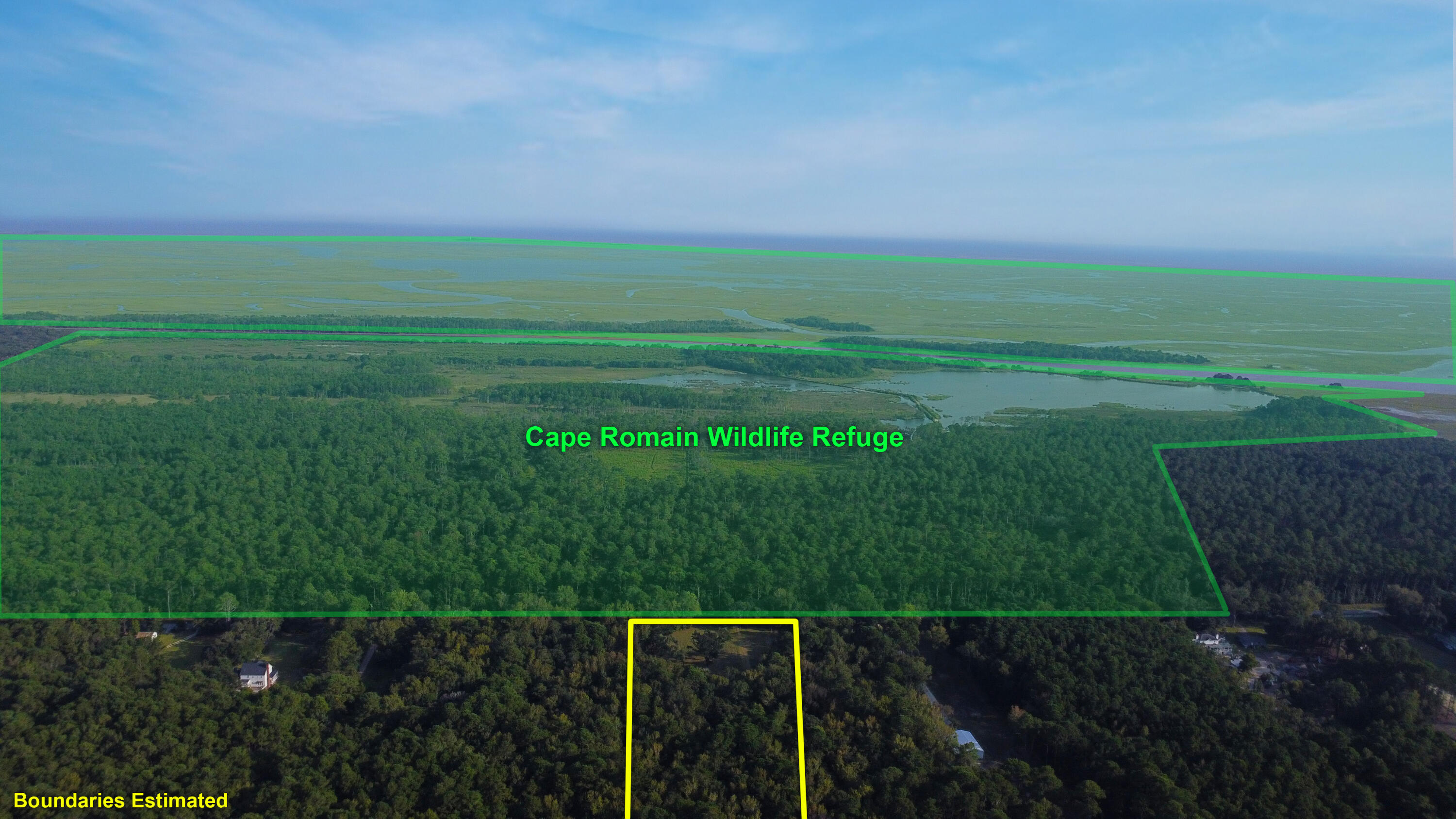 564 Dupre Road McClellanville, SC 29458 - Photo 12 of 17 Aerial-toward-Refuge-labels