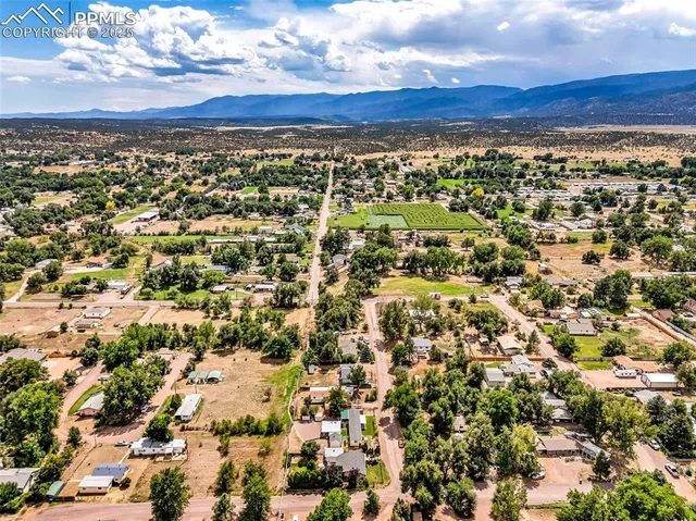 an aerial view of a city