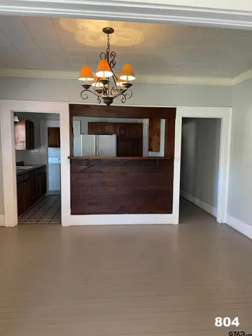 a view of a livingroom with a chandelier
