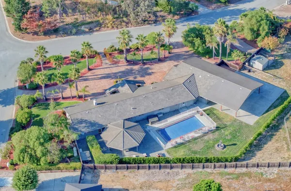 an aerial view of a house