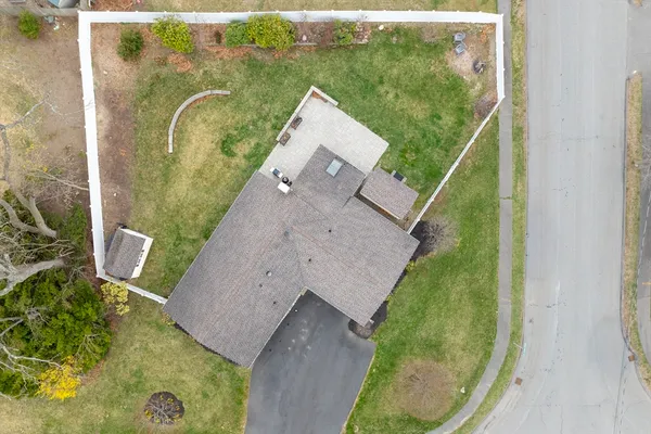 an aerial view of a house