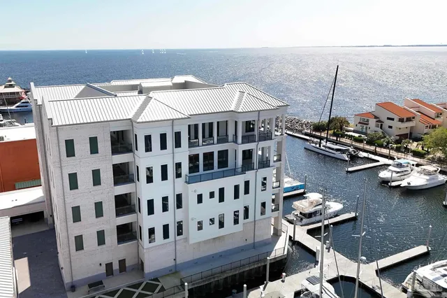 a view of a water with city view