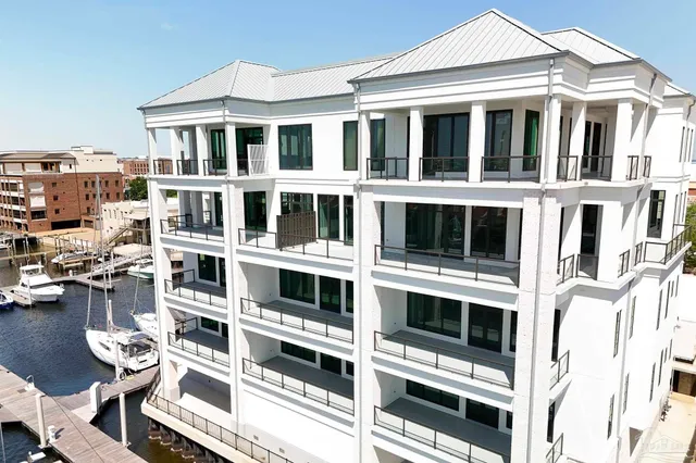 a view of building with windows