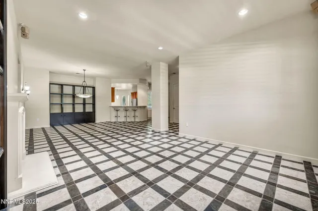 a view of a room with racks on the wall