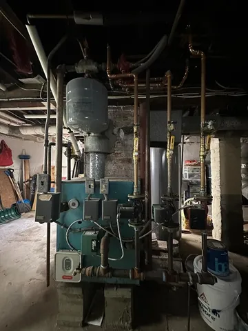 a close view of water heater room