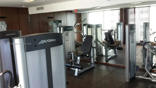 a view of a room with gym equipment