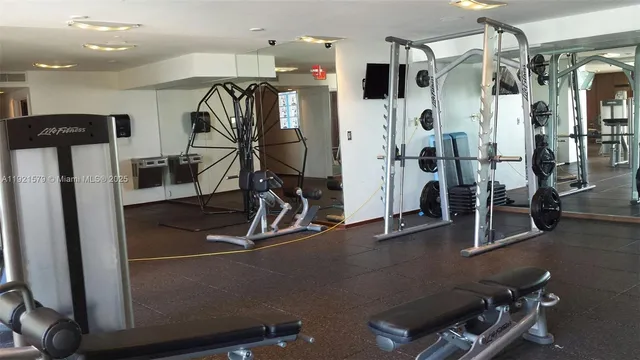 a view of a room with gym equipment