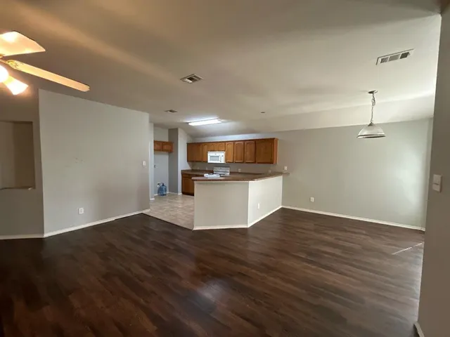 a view of an empty walk in closet