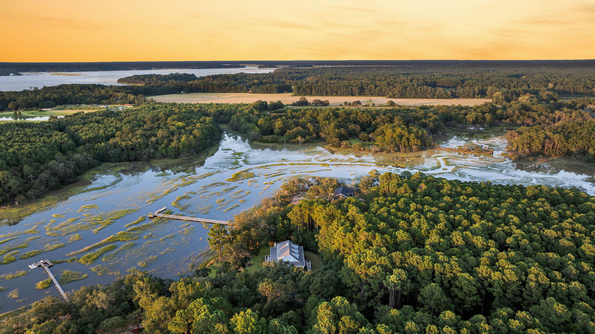 1358 Polly Point Road Wadmalaw Island, SC 29487 - Photo 3 of 78 CREM - 1358 Polly Point twilight aerials
