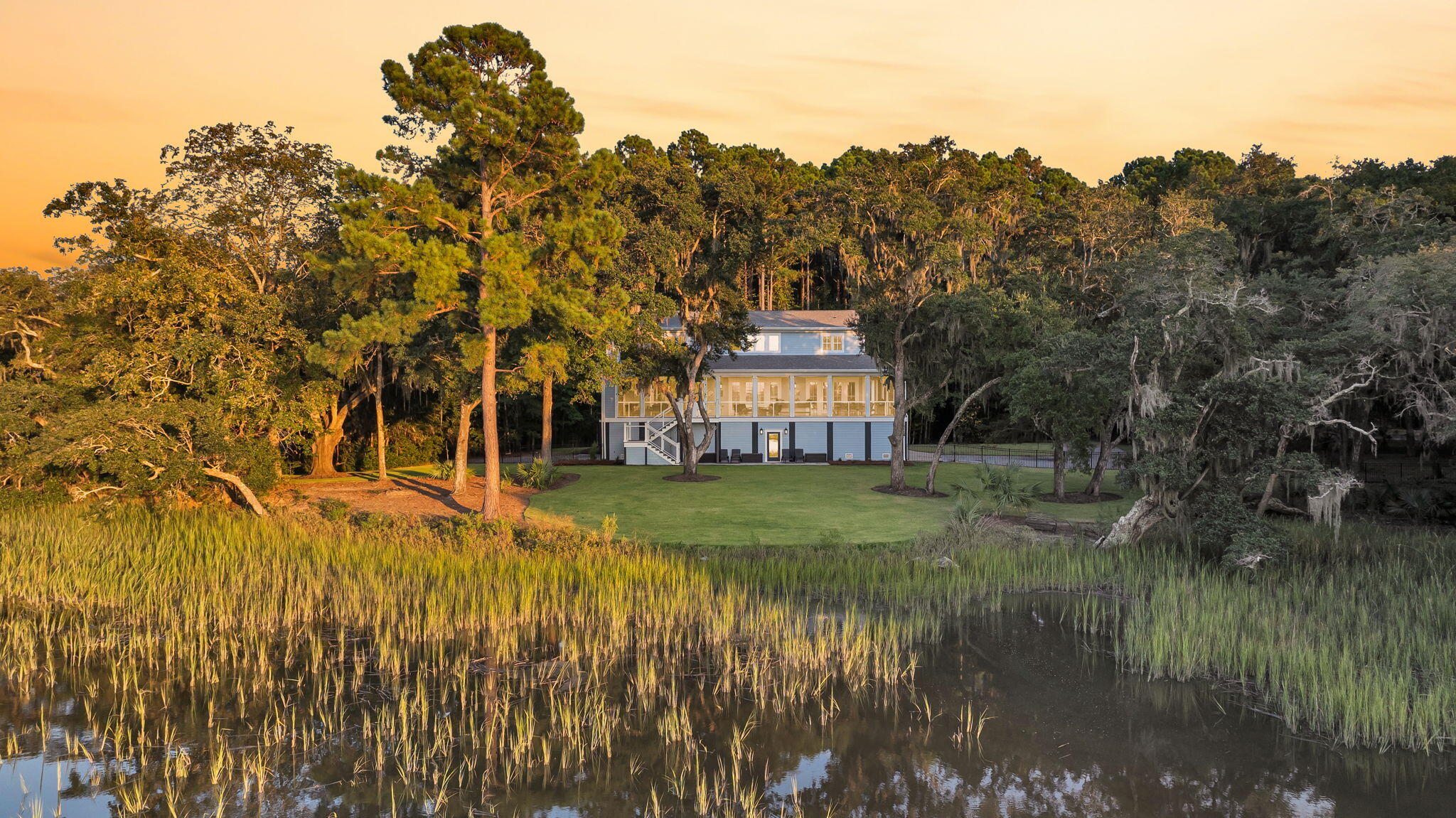1358 Polly Point Road Wadmalaw Island, SC 29487 - Photo 5 of 78 CREM - 1358 Polly Point twilight aerials