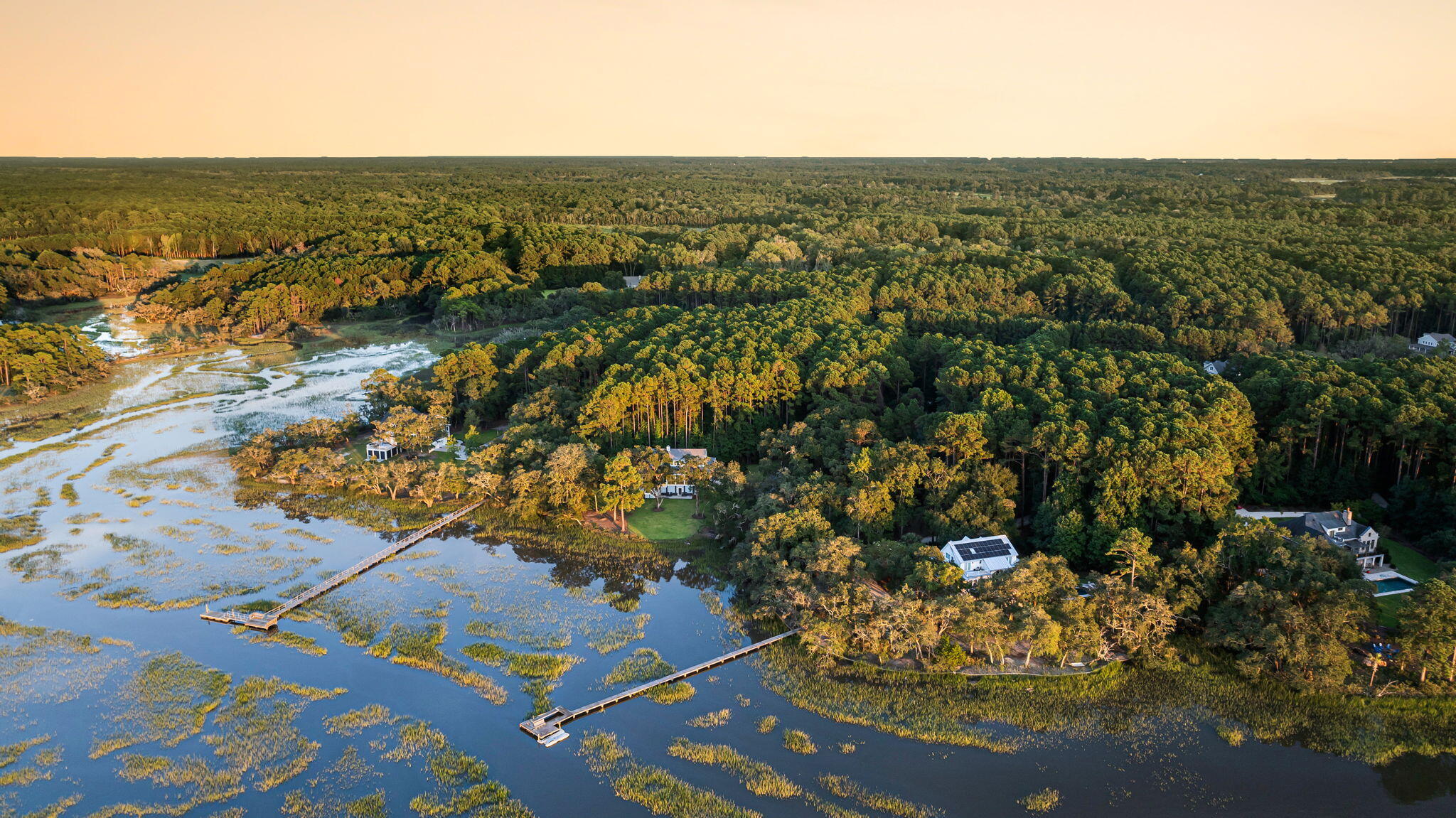 1358 Polly Point Road Wadmalaw Island, SC 29487 - Photo 68 of 78 CREM - 1358 Polly Point twilight aerials