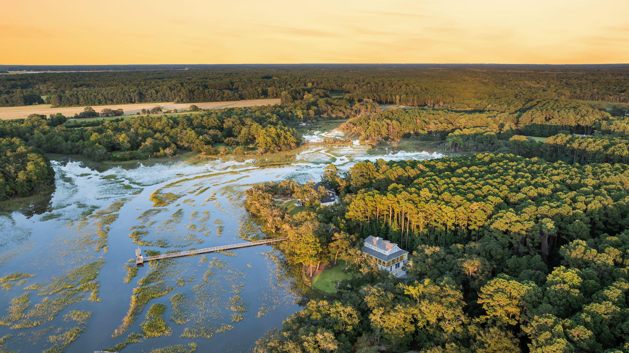 1358 Polly Point Road Wadmalaw Island, SC 29487 - Photo 69 of 78 CREM - 1358 Polly Point twilight aerials