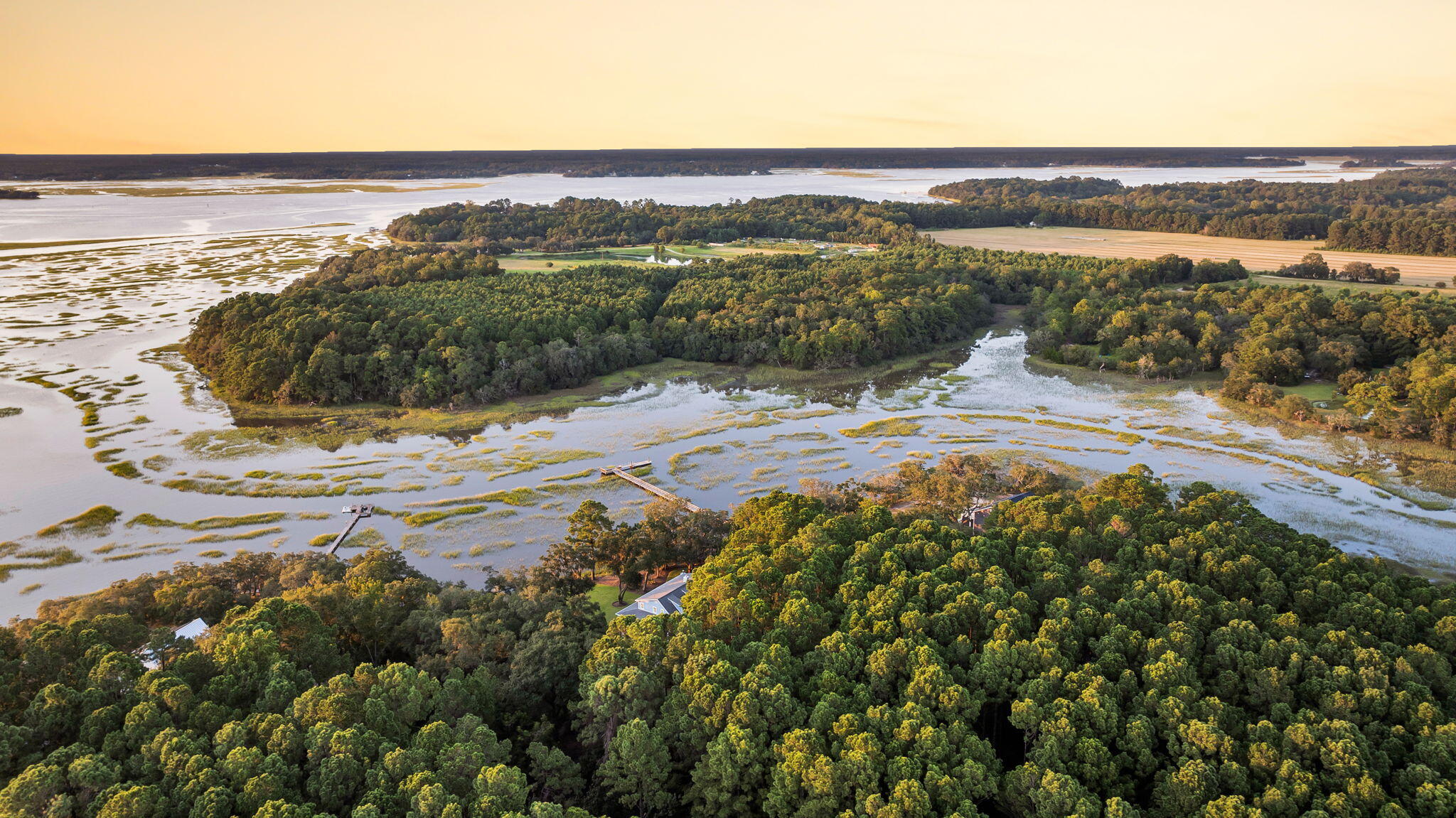 1358 Polly Point Road Wadmalaw Island, SC 29487 - Photo 70 of 78 CREM - 1358 Polly Point twilight aerials