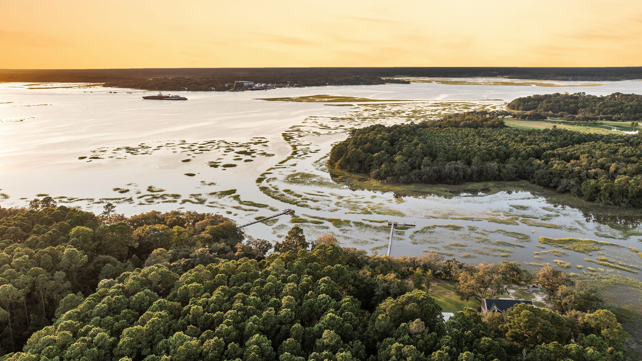 1358 Polly Point Road Wadmalaw Island, SC 29487 - Photo 71 of 78 CREM - 1358 Polly Point twilight aerials