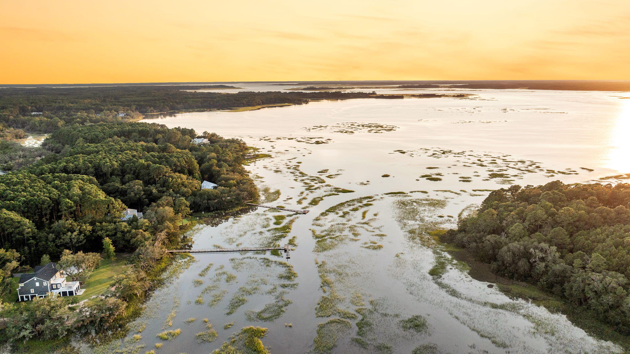 1358 Polly Point Road Wadmalaw Island, SC 29487 - Photo 73 of 78 CREM - 1358 Polly Point twilight aerials
