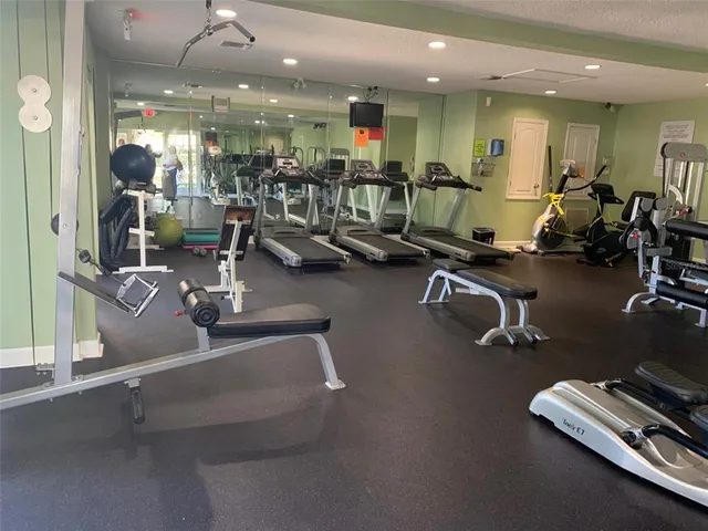 a view of a room with gym equipment