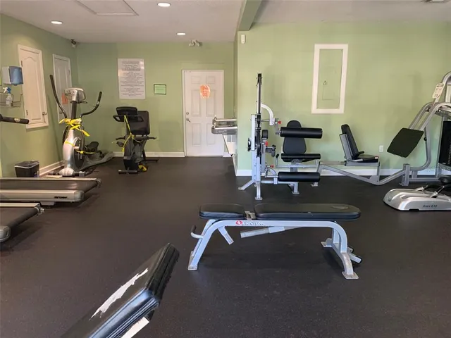 a view of a room with gym equipment
