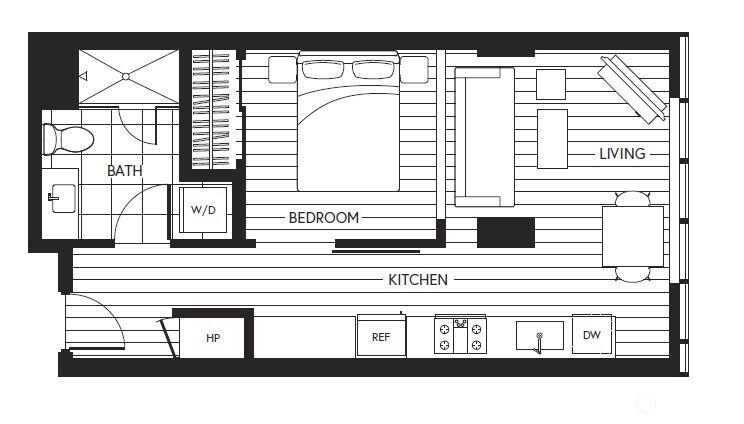 800 Columbia Street, Unit 1109 Seattle, WA 98104 - Photo 40 of 40 a black and white photo of a living room