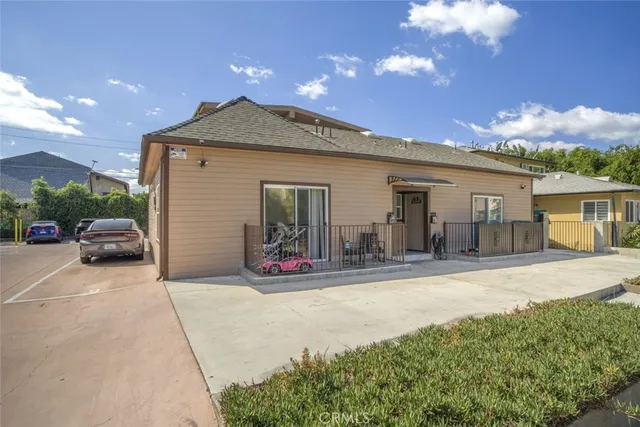 a view of a house with patio