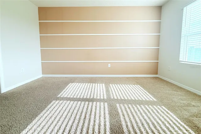 a view of a room with a window