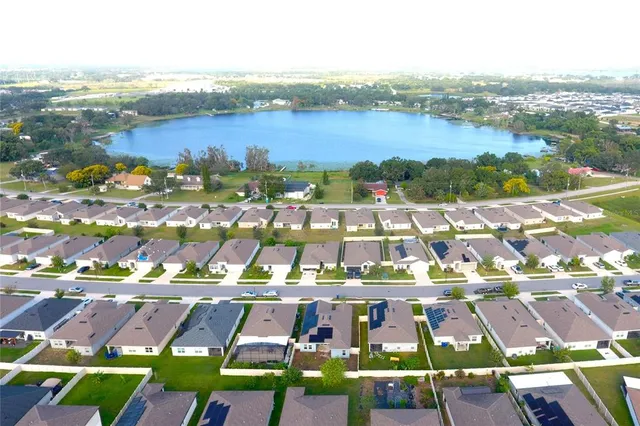 a aerial view of a swimming pool