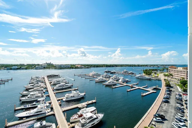 a city view with tall buildings