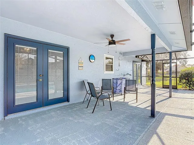 an aerial view of a house with a garden
