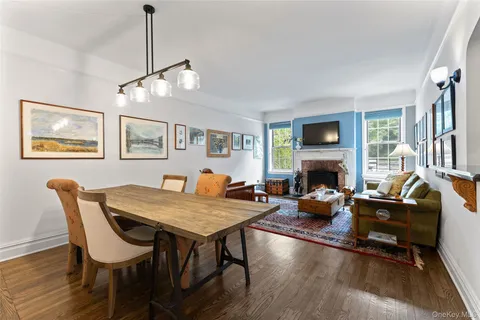 a view of a building with sitting area