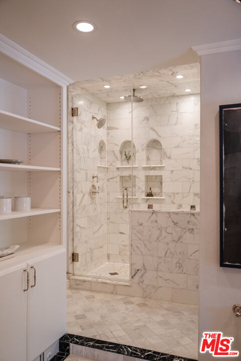 3131 Floye Drive Los Angeles, CA 90046 - Photo 19 of 53 a bathroom with a glass shower door