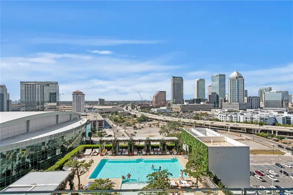 a view of a city from a terrace