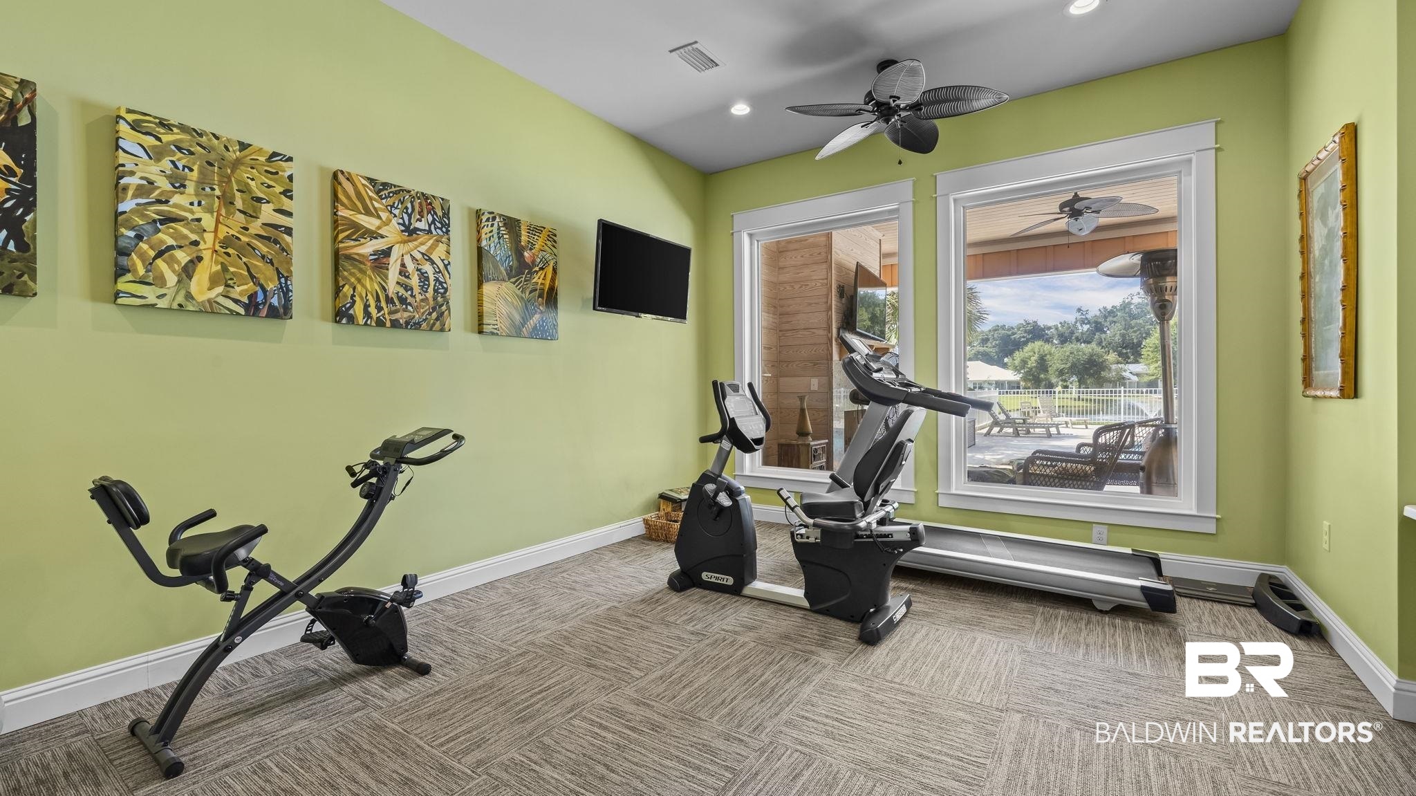 12361 Reunion Place Foley, AL 36535 - Photo 36 of 43 Workout area featuring carpet and a ceiling fan