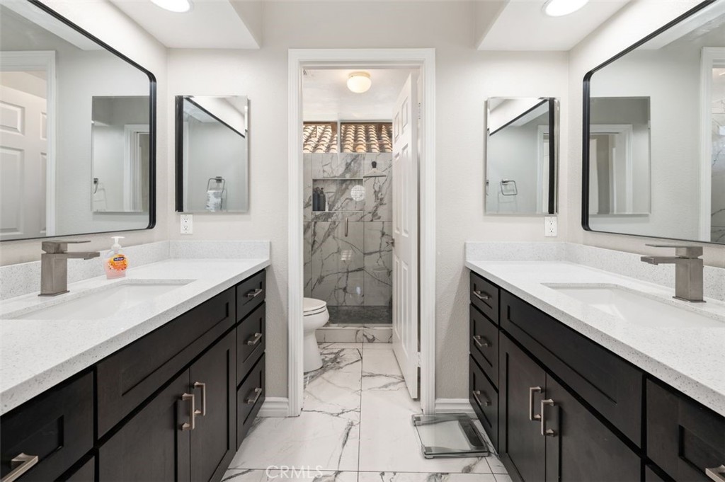 6 Beaconsfield Rancho Santa Margarita, CA 92679 - Photo 25 of 51 Beautiful remodeled upstairs bathroom with seperate vanities