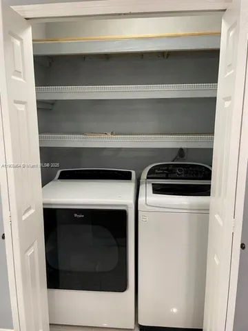 a close view of washer and dryer