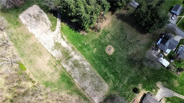 an aerial view of green landscape with trees