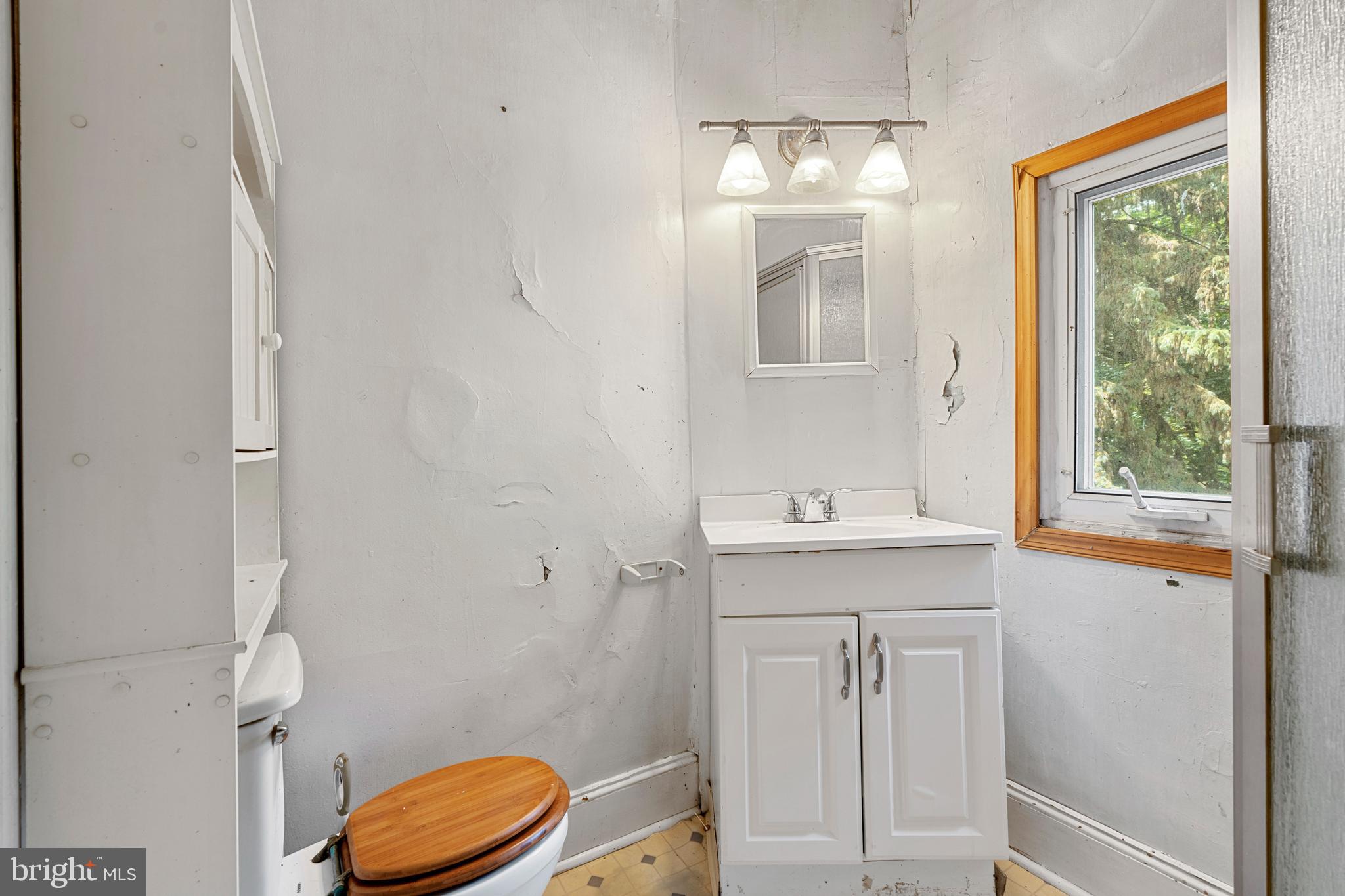 527 Berwyn Baptist Road Devon, PA 19333 - Photo 17 of 20 a bathroom with a sink a toilet a mirror and a window