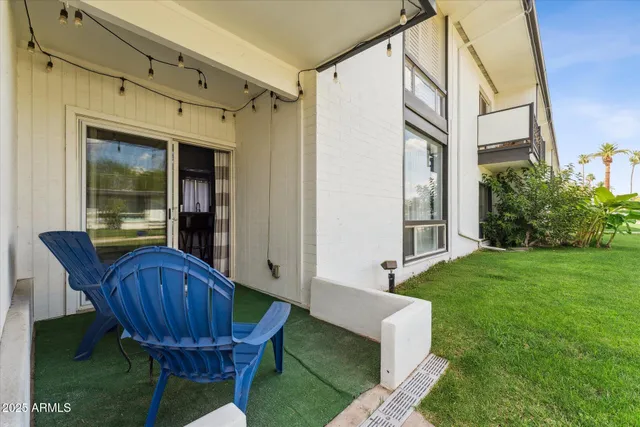 a view of porch with seating space