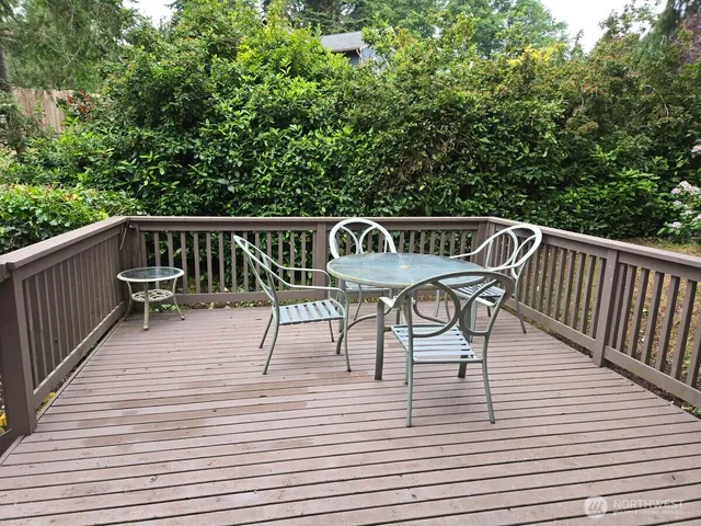 a view of a backyard with pathway