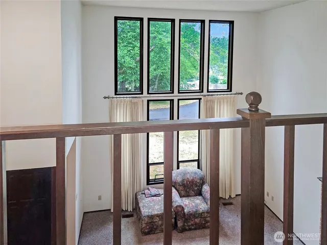 an empty room with a workbench