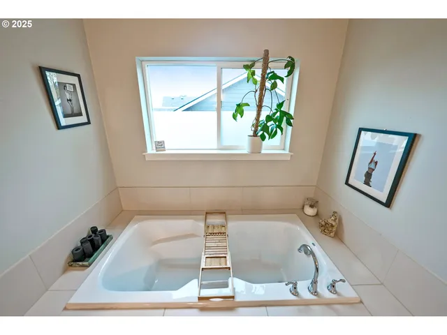 a bathroom with a bathtub