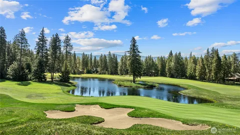 a view of a fountain in a yard with palm trees