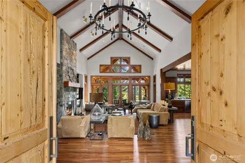 a view of living room and dining room
