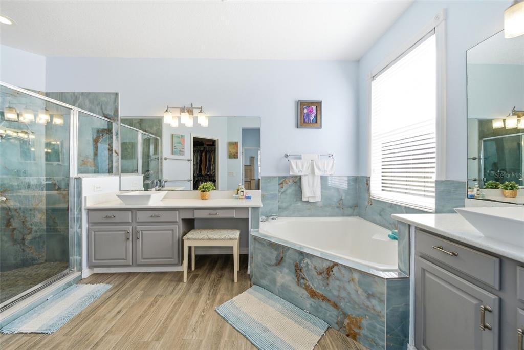 2614 Grapevine Crest Ocoee, FL 34761 - Photo 4 of 24 a spacious bathroom with a granite countertop sink a mirror and a bathtub