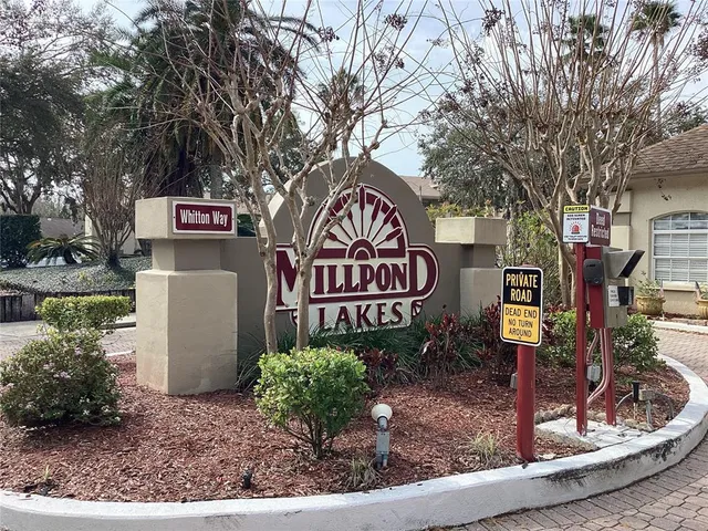 a view of a yard with plants and trees