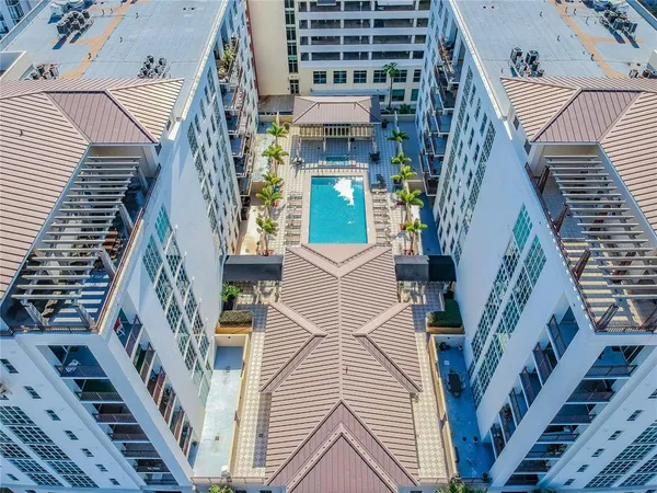 an aerial view of a building